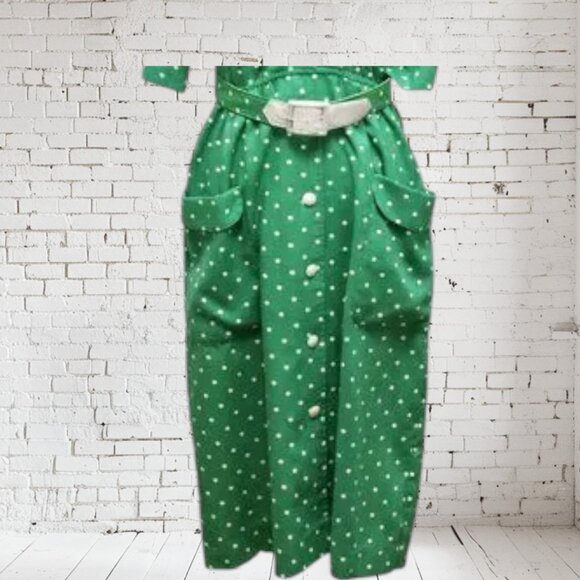 Vintage Ilse M. Dress 50's Style Polka Dot Belted - Picture 8 of 9